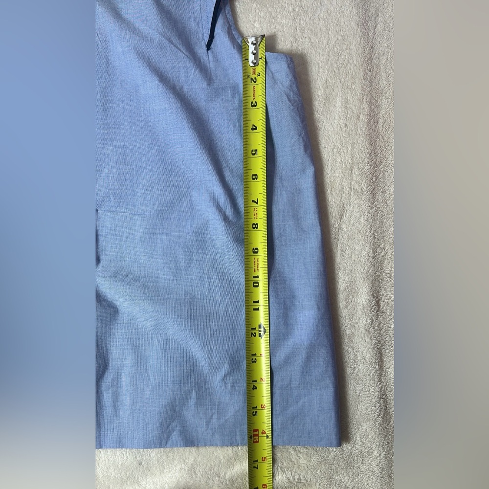J Crew Ruffle Blouse Poplin Feminine s14 Women’s Nautical Blue 100% cotton - Picture 10 of 13
